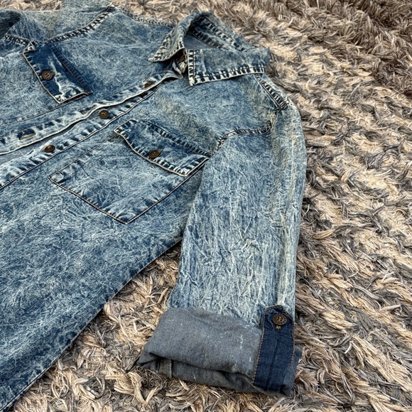 100% Cotton Denim Long Sleeve Shirt Dress / Coat, Size S - Picture 4 of 6
